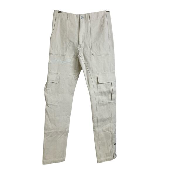 Diet Starts Monday Cargo Pants 28 Canvas Embroidered Snap Ankle NWOT
